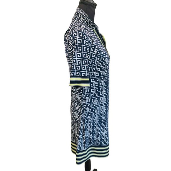 En Focus Studio 4 Navy White Geo Print Travel Office Siren Dress Slimming Spand - Picture 4 of 8